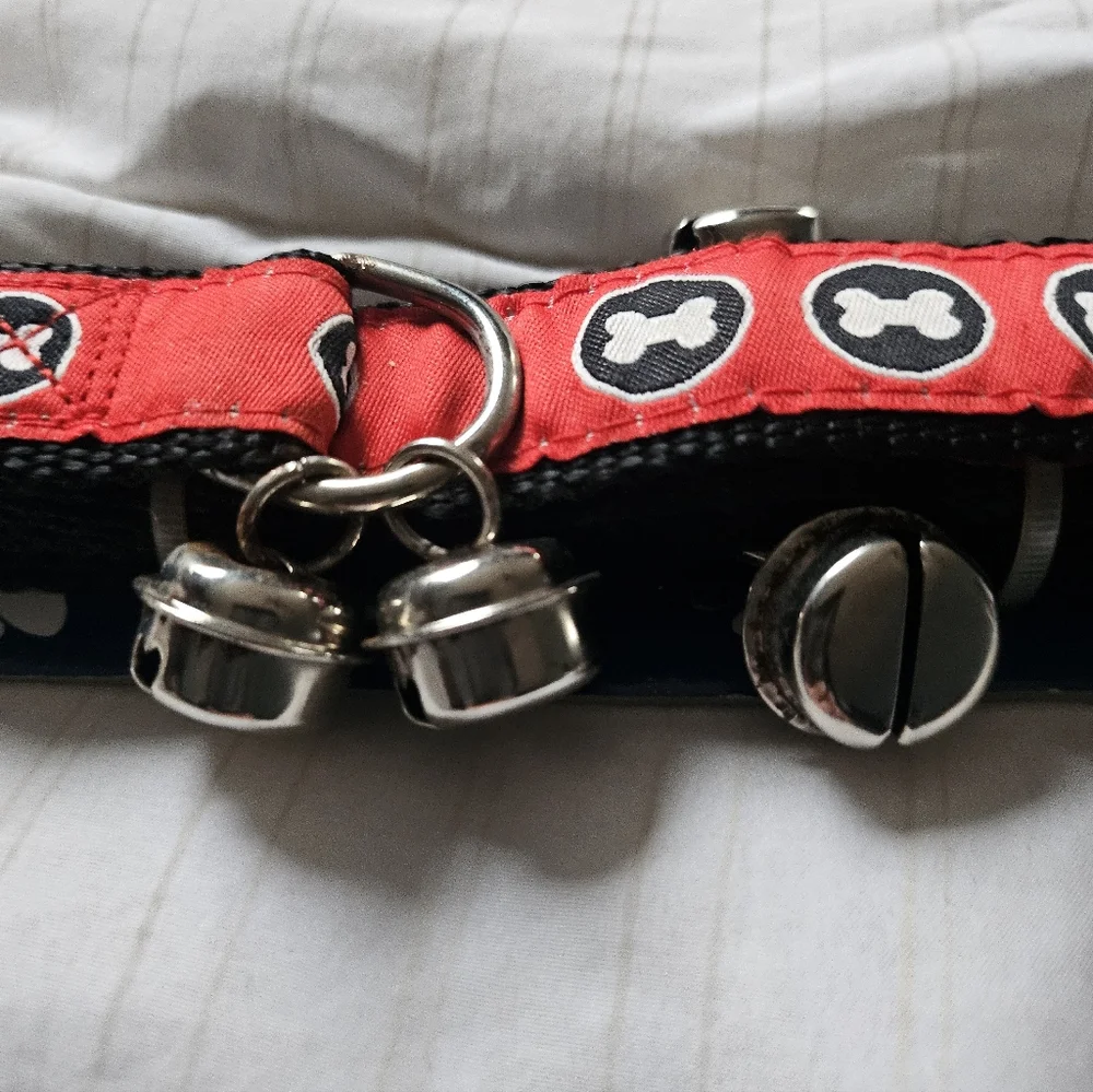 Red Doorknob Training Bell with Paw Print Design